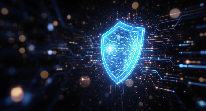 Shield icon on secure global network representing cyber security and information protection, advanced technology concept for business and internet marketing, ensuring data safety and digital defense 