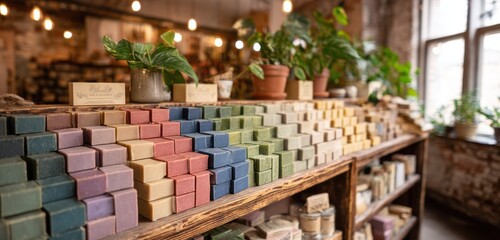 Fototapeta premium Cozy Local Soap Store Interior with Natural Products