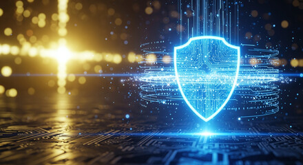 Shield icon on secure global network representing cyber security and information protection, advanced technology concept for business and internet marketing, ensuring data safety and digital defense 