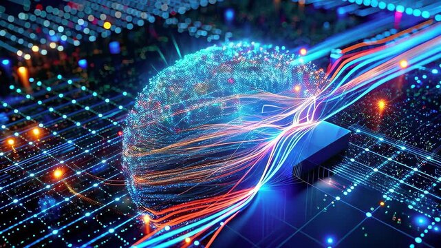 Digital brain with neural connections, development of artificial intelligence