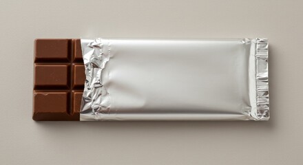 Chocolate bar in foil wrapper