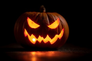 Obraz premium Carved Pumpkin with Glowing Face