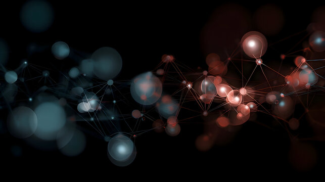 Dueling Data Streams: A Glowing Plexus of Teal and Red Connections. - Powered by Adobe