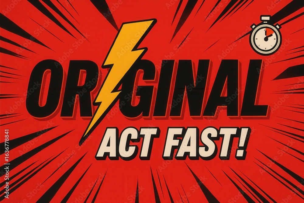 Poster pop art style graphic with bold text 