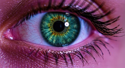 Closeup green eye detail