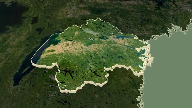 Ostergotland region, Sweden, extruded. Map animation