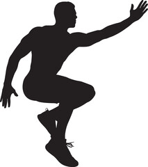 lack Silhouette of a Muscular Man in a Dynamic Pose, Male Athlete in Training, Vector Fitness Silhouette, Gym Workout Silhouette, Dynamic Action Pose for Fitness Design