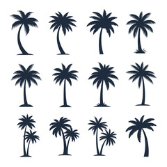 Fototapeta premium Collection of tropical palm tree silhouettes for design and decoration projects