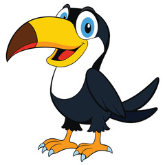 Naklejka premium Cute cartoon toucan bird with a big beak isolated on white background