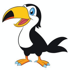 Fototapeta premium Cute cartoon toucan bird standing isolated on white background