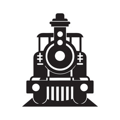 Steam Locomotive Train Front View Silhouette Artwork