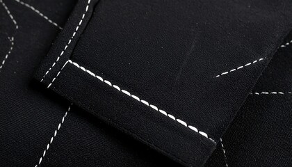 Close-up of black fabric with stitching