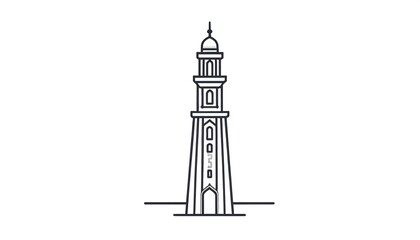 Obraz premium Simple line drawing of a clock tower