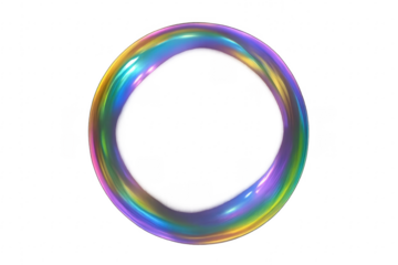 Colorful iridescent torus knot forming a perfect circle on transparent background