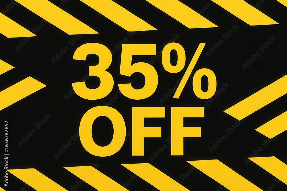 Aufkleber bold yellow text on a black background displaying 