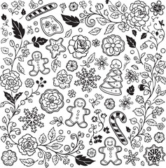 christmas, pattern, flower, vector, floral, design, seamless, vintage, illustration, ornament, decoration, art, wallpaper, nature, decor, texture, element, flowers, mandala, leaf, retro, ornate, lace,