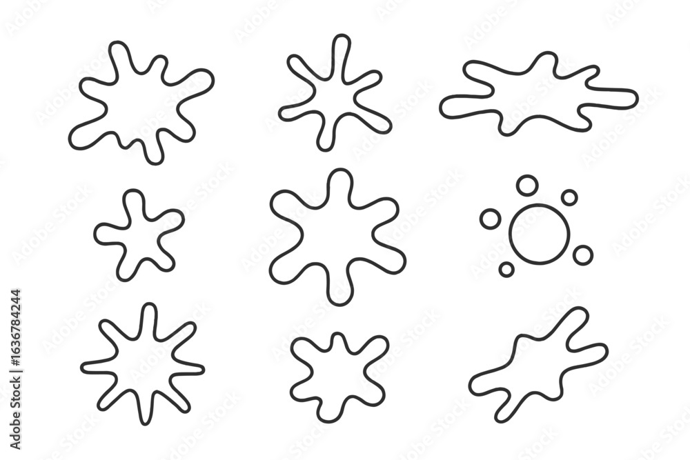 Poster creative outline shapes representing splashes or fluid shapes, suitable for design and illustration 