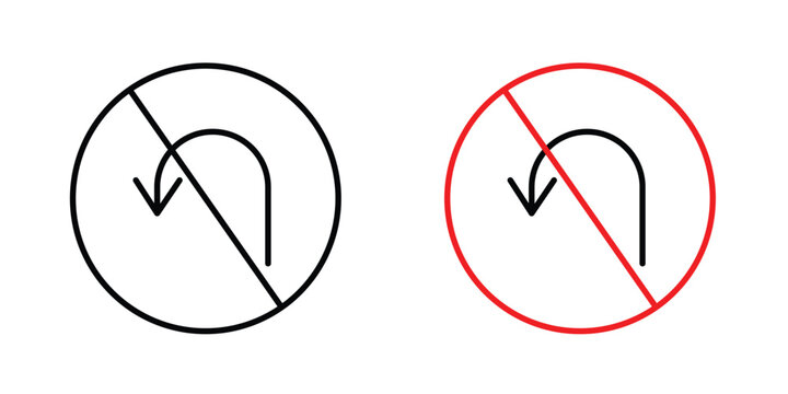 No u turn road signs. Illustration of outline icons
