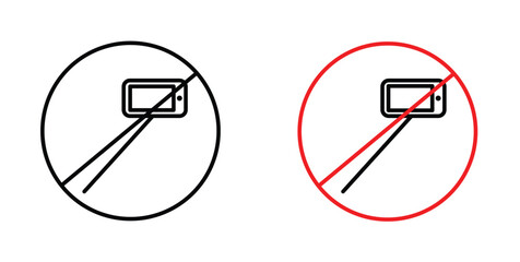 No selfie signs. Illustration of outline icons