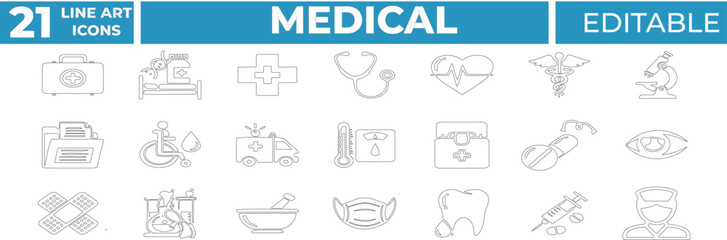 Calendar best Vector Line Icons. Containing Medical, Health, Clinic, Doctor, Nurse, Hospital, Wellness, Illness, Therapy, Treatment, Diagnosis and more. Solid Vector Line Icons collection.