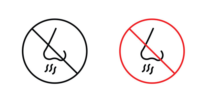 No smell signs. Illustration of outline icons