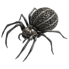 Obraz premium Intricate Metal Spider Sculpture with Pumpkin Jack o lantern Decor Halloween Ornament