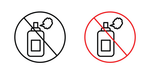 No aerosol spray signs. Illustration of outline icons