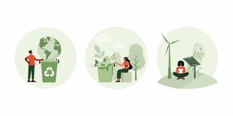 People engaging in eco friendly activities for a sustainable future