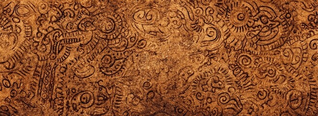 Intricate, ornate, abstract patterns in warm brown tones.  Detailed, hand-drawn designs create a textured, layered effect