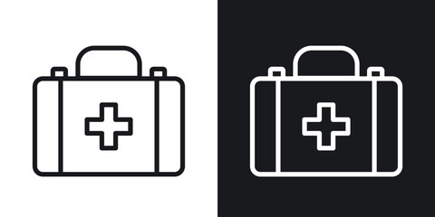 First aid box icons. Illustration of outline icons