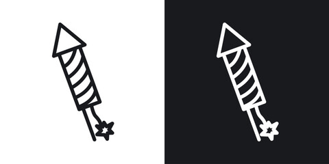 Fototapeta premium Fireworks rocket signs. Illustration of outline icons