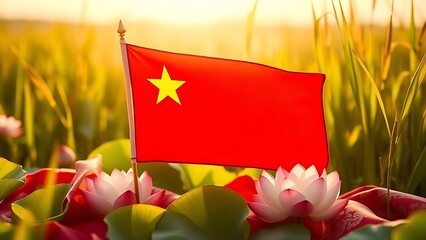 Crisp white chocolate fondue pot with swirling red berry sauce and Swiss cross confetti.