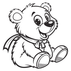 Cartoon teddy bear line art