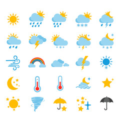A collection of colorful flat icons representing camping, hiking, and outdoor adventure equipment.