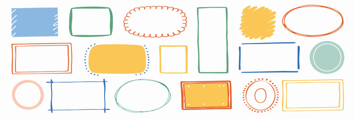 Collection of Hand-Drawn Frames: Borders, Rectangles, Circles, & Ovals