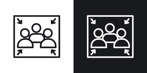 Assembly point icons. Illustration of outline icons