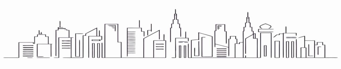 Simple Line Art City Skyline Illustration