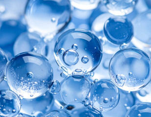 Macro photo of ice with trapped air bubbles inside