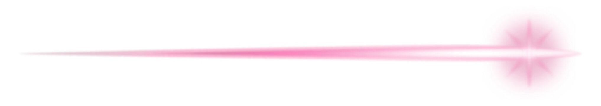 A bright pink laser beam with a starburst effect at the end, on a white background.