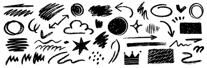Hand-drawn Doodle Elements: Arrows, Shapes & Textures