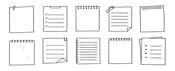 Hand Drawn Blank Note Papers & Notepad Collection