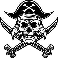 Pirate Skull and Crossbones with Swords and Bones vector