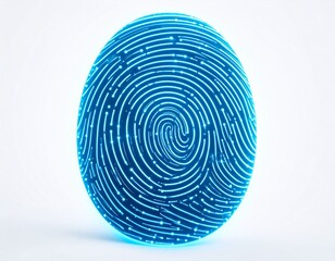 A glowing blue digital fingerprint with intricate circuitry patterns, symbolizing biometric security and advanced technology.