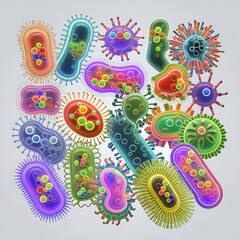 bacteria flat colorful line art bundle set design royalty free image premium quality