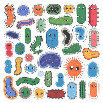 bacteria flat colorful line art bundle set design royalty free image premium quality