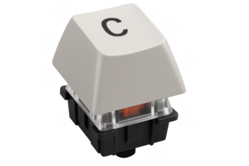 Mechanical Keyboard Keycap C Showing Switch Detail on Transparent Background