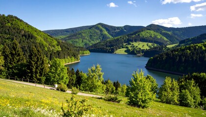 Scenic mountain lake vista