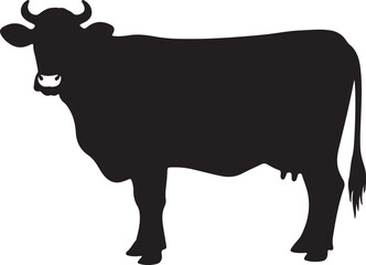 Cow silhouette image white backgrpound.