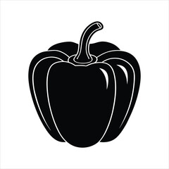 Isolated Bell Pepper Silhouette Line Art Illustration