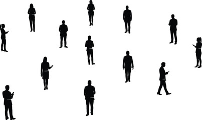 Silhouettes of people using smartphones, mobile phone addiction, digital lifestyle, modern communication, technology dependence, social media, urban behavior, connectivity